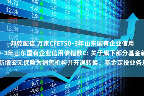 邦乾配倍 万家CFETS0-3年山东国有企业信用债指数A,万家CFETS0-3年山东国有企业信用债指数C: 关于旗下部分基金新增玄元保险为销售机构并开通转换、基金定投业务及参与其费率优惠活动的公告